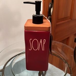NWT Rae Dunn burgundy soap dispenser